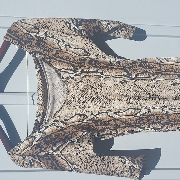 Snake Print Bodycon Dress – Brown & Tan Animal Print – Sexy Ruched Mini Dress - Picture 8 of 8